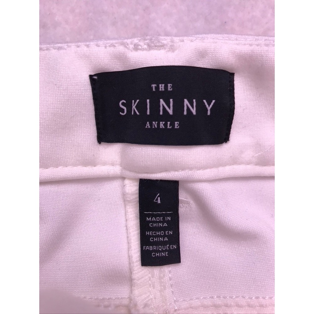 WHBM Skinny Ankle Pants Womens 4 White Zipper Pockets Stretch - Picture 2 of 14